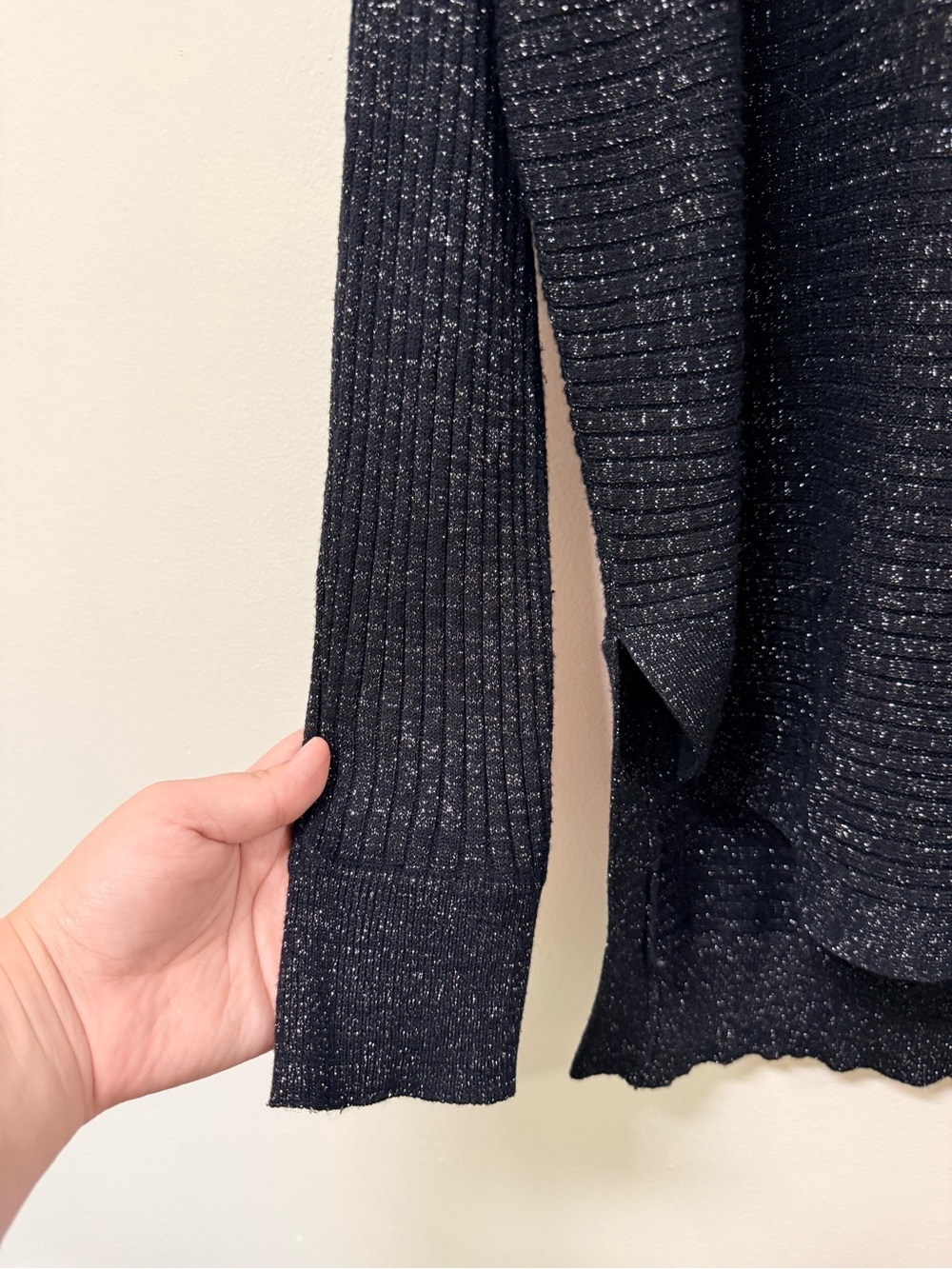 Hannah Black Metallic Scoop Neck Lightweight Sweater - Picture 3 of 7